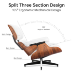 Classic Charles Classy Lounge Chair And Ottoman Replica White Leather Rose Wood