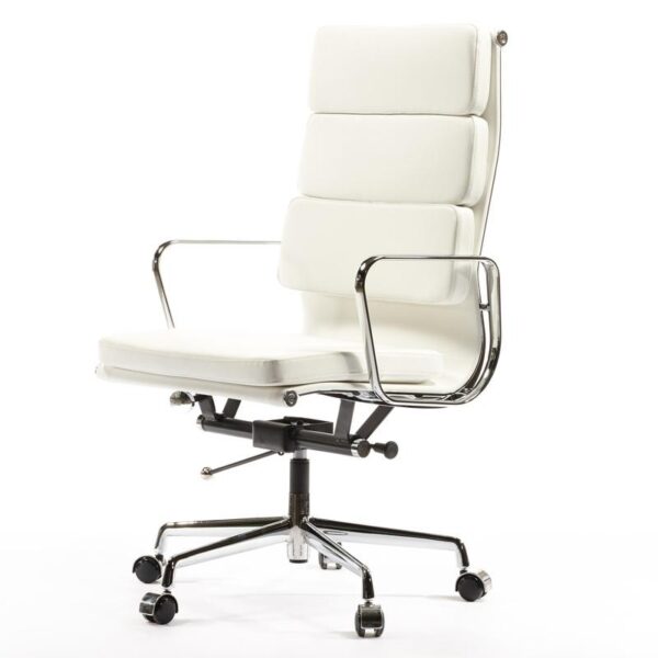 Eames Soft Pad High Back EA219 Office Chair Replica - White Leather - DECOMICA