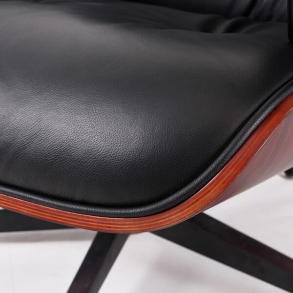 Charles Eames Replica Lounge Chair And Ottoman - Black - Dark Wood Rose wood - Normal Base - DECOMICA