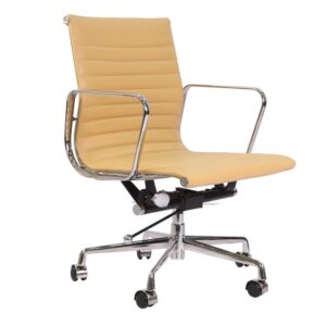 The Best Classy Office Chair EA117 Camel Leather – Low Back Thin Pad Ripped