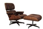 Classic Charles Classy Lounge Chair And Ottoman Replica Chocolate Leather - Walnut