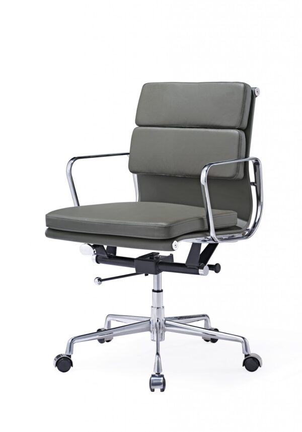 Classy office chair EA 217 Dark Grey Leather - Soft pad Low back