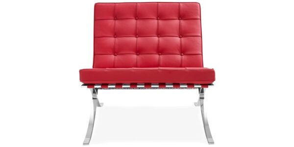 Premium Red Barcelona Chair & Ottoman Set - Mies Van Der Rohe Replica for Luxurious Comfort - Image 2