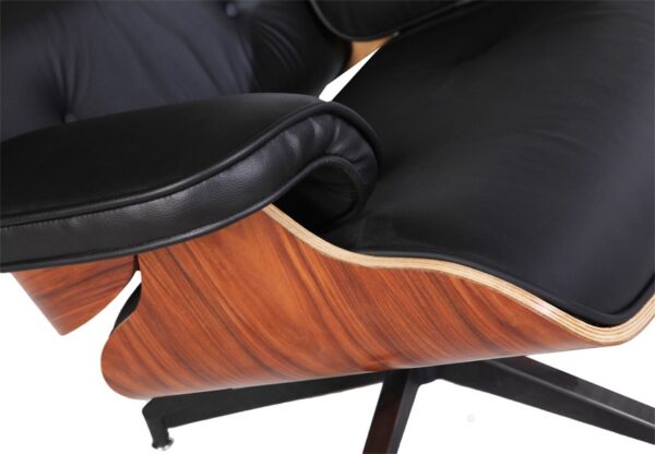 Black Classy Style Lounge Chair & Ottoman Set in Natural Wood - Luxury Home Furniture - Image 5