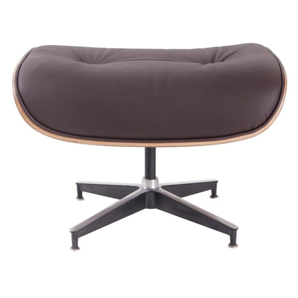 Classic Charles Eames Lounge Ottoman Replica Brown Leather Walnut Wood