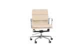 Classy office chair EA 217 Cream Leather - - Soft pad Low back